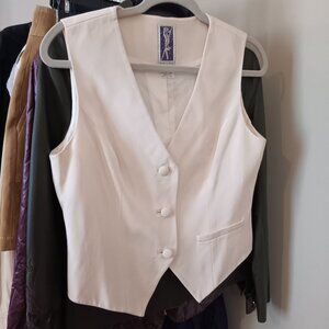 Women's Cream Silk Button Down Vest
